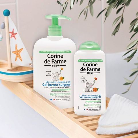 Gel tắm gội cho bé (không cay mắt) - Corine de Farme Baby Ultra-Rich Cleansing Gel Hair & Body 500ml