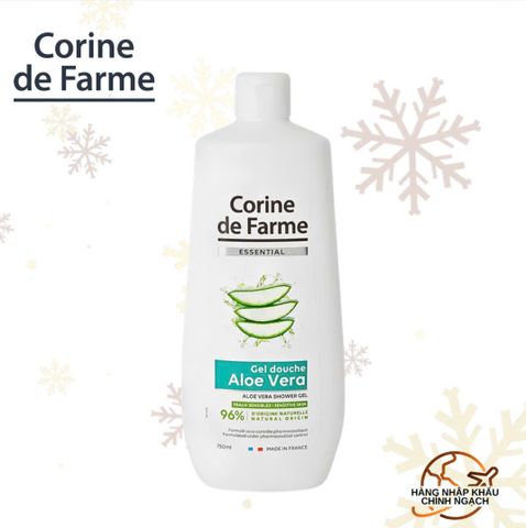 Gel tắm chiết xuất lô hội - Corine de Farme Essential Aloe Vera Shower Gel 750ml