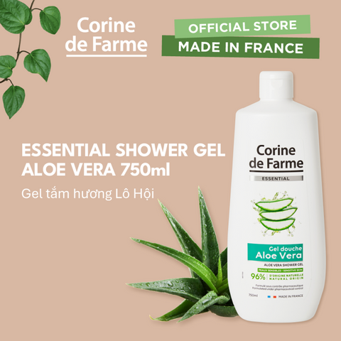 Gel tắm chiết xuất lô hội - Corine de Farme Essential Aloe Vera Shower Gel 750ml