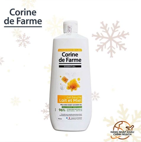 Gel tắm chứa sữa và mật ong - Corine de Farme Essential Milk And Honey Shower Gel 750ml