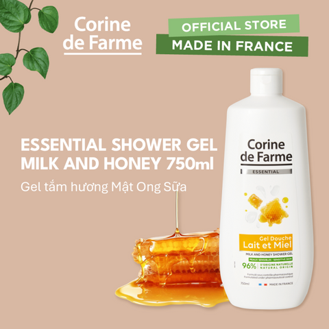 Gel tắm chứa sữa và mật ong - Corine de Farme Essential Milk And Honey Shower Gel 750ml