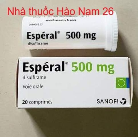 Viên uống cai rượu bia Esperal 500mg Pháp giảm nghiện rượu giúp giảm tác hại của rượu và bỏ rượu dần dần giảm nhu cầu uống rượu Hộp 20 viên