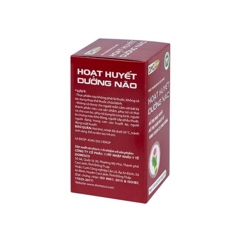 TPBVSK Viên Hoạt Huyết Dưỡng Não Domesco Giúp Tăng Tuần Hoàn Não 60 Viên/ hộp
