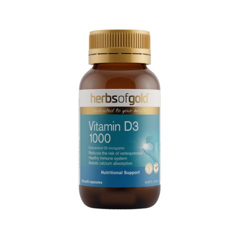 (Úc) HERBS OF GOLD Vitamin D3 1000IU - Bổ Sung Vitamin D, Hỗ Trợ Hấp Thu Canxi, Tăng Cường Miễn Dịch, Xương Răng Chắc Khỏe