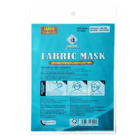 Túi 5 Khẩu Trang Vải 2 Lớp Fabric Mask Domesco Kháng Khuẩn và Chống Thấm