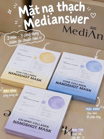 [Lẻ 1 Miếng] MediAnswer Mặt Nạ Vita Collagen 37g - Chăm Sóc Da Tươi Trẻ, Giảm Nếp Nhăn, Dưỡng Ẩm, Thích Hợp Mọi Loại Da