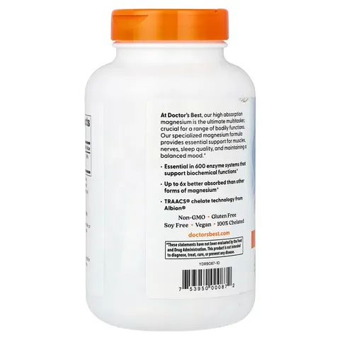 Magnesium Lysinate Glycinate Doctor’s Best 200mg 240 Tablets