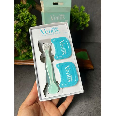 Thanh lí hàng mở hộp giấy để chụp hình Dao Cạo 3 lưỡi Gillette Venus Comfortglide Sensitive 1 cán 2 đầu thay