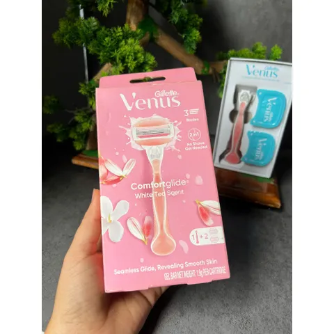 Thanh lí vỏ hộp bị cũ Dao cạo 3 lưỡi Gillette Venus Comfortglide White Tea scent 1 cán 2 đầu thay