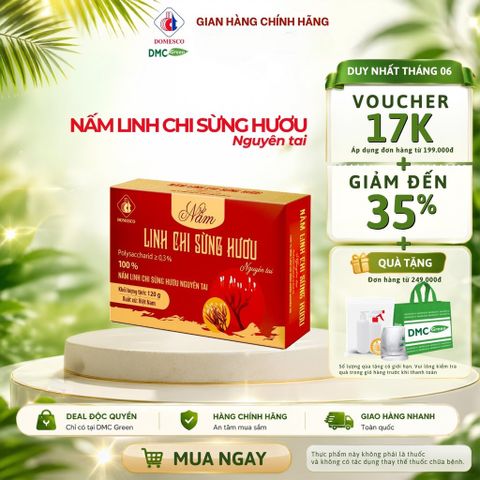 Nấm Linh Chi Sừng Hươu Domesco Nguyên tai Polysaccharid ≥0,3% Hộp 120g