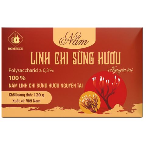 Nấm Linh Chi Sừng Hươu Domesco Nguyên tai Polysaccharid ≥0,3% Hộp 120g