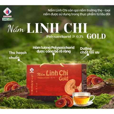 Nấm Linh Chi Gold Domesco Nguyên Tai Còn Nguyên Bào Tử Polysaccarid ≥ 0.1% Hộp 200gr