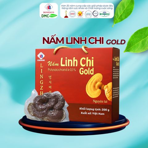 Nấm Linh Chi Gold Domesco Nguyên Tai Còn Nguyên Bào Tử Polysaccarid ≥ 0.1% Hộp 200gr