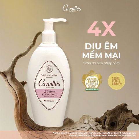 Dung Dịch Vệ Sinh Dịu Nhẹ, Giảm kích ứng CAVAILLÈS Extra-doux - Cho Da Siêu Nhạy Cảm 250ml