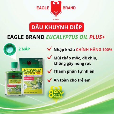 Dầu Khuynh Diệp Đuổi Muỗi và Côn Trùng Cho Bé -  Eagle Brand Eucalyptus Oil Plus+ 25ml