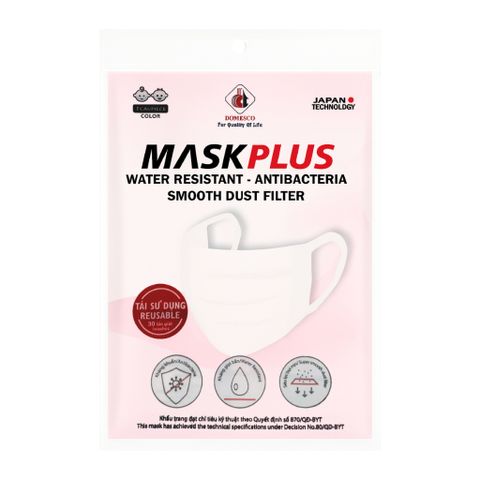 Khẩu Trang Vải Dành Cho Trẻ Em Mask Plus Domesco 3 Lớp Kháng Khuẩn, Giọt Bắn, Bụi Mịn