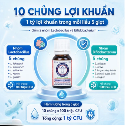 Dung dịch uống giúp bổ sung 10 chủng lợi khuẩn Bioamicus Complete (10ml)