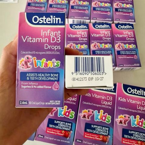 Vitamin D3 nhỏ giọt dành cho trẻ sơ sinh - 6 tuổi Ostelin Infant Vitamin D3 Drops 2,4 mL - Tăng cường sức đề kháng & Nâng cao hiệu suất gắn Calci vào xương