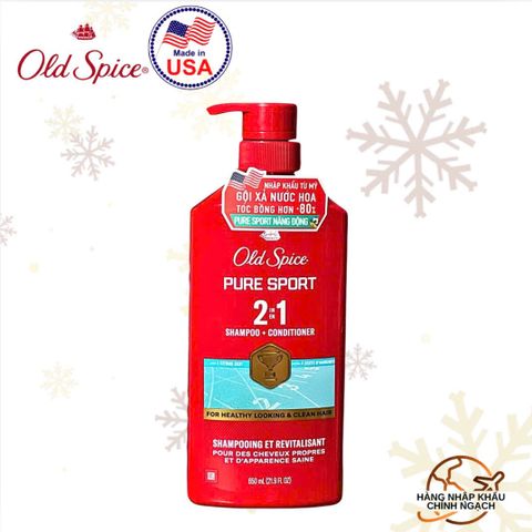 Dầu gội 2in1 Old Spice Pure Sport 2-in-1 Shampoo + Conditioner 650ml (Của Mỹ)