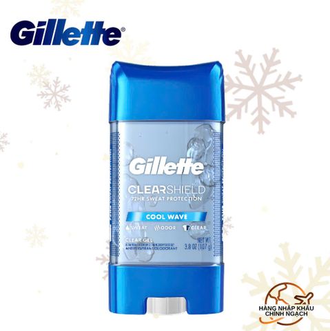 Gel Khử Mùi Gillette ClearShield Cool Wave 107g - Khô nhanh, hương thơm tươi mát, nam tính