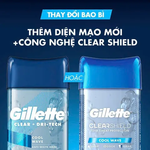 Gel Khử Mùi Gillette ClearShield Cool Wave 107g - Khô nhanh, hương thơm tươi mát, nam tính
