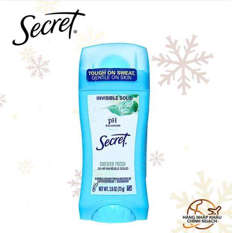 Sáp Khử Mùi Secret Shower Fresh Invisible Solid 73g - Khô thoáng, hương thơm tưới mát