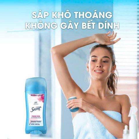 Sáp Khử Mùi Secret Shower Fresh Invisible Solid 73g - Khô thoáng, hương thơm tưới mát