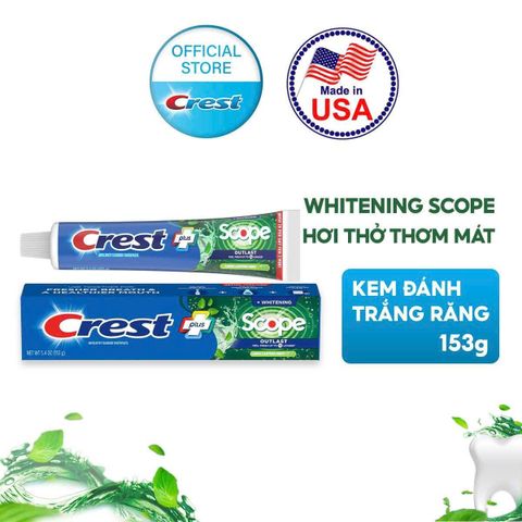 Kem đánh răng Crest Plus Scope Whitening Outlast Mint 153g (Mỹ)