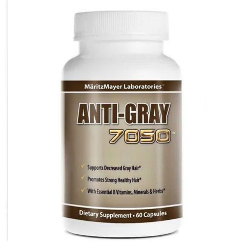 Viên uống Anti-Gray 7050 - Cải thiện tình trạng tóc bạc sớm & Cải thiện sự hình thành tóc bạc mới - 60 viên [Hàng nội địa Mỹ]