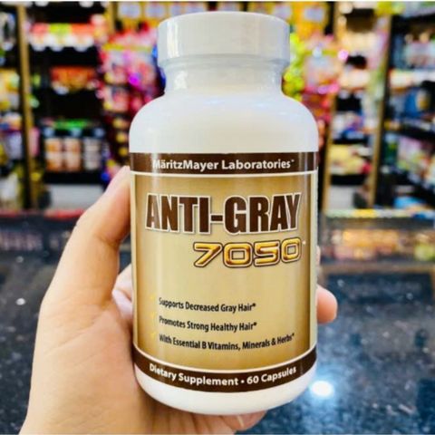 Viên uống Anti-Gray 7050 - Cải thiện tình trạng tóc bạc sớm & Cải thiện sự hình thành tóc bạc mới - 60 viên [Hàng nội địa Mỹ]