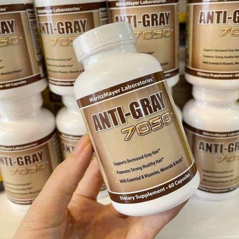 Viên uống Anti-Gray 7050 - Cải thiện tình trạng tóc bạc sớm & Cải thiện sự hình thành tóc bạc mới - 60 viên [Hàng nội địa Mỹ]
