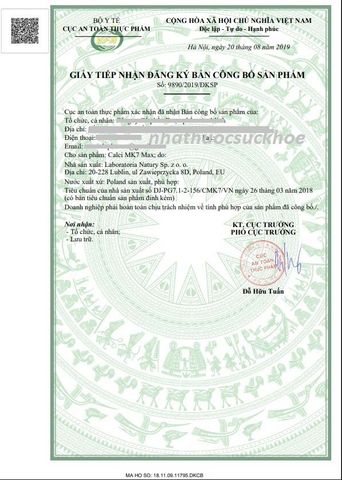 Viên Uống Bổ Sung Canxi Tảo Biển Đỏ Calci Mk7 Max - Hỗ Trợ Sức Khỏe Xương Khớp Vitamin D3, K2 - 60 Viên