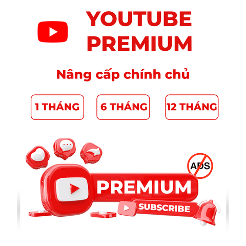 Nâng cấp YouTube Premium 1 năm chính chủ -Tài khoản Youtube Premium Vip + kèm Gemini Pro