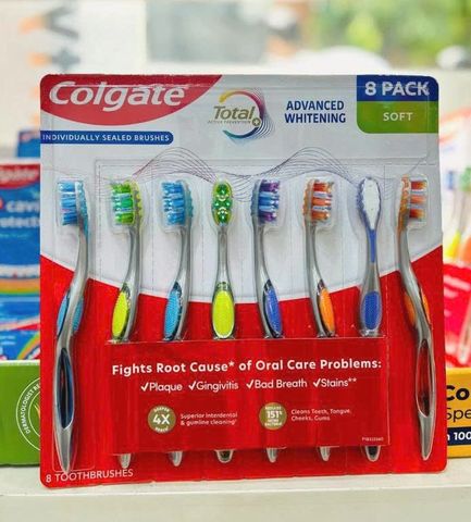 🦷 Bàn chải Colgate Advanced Whitening Soft (Vỉ 8 cây) làm trắng răng, giao nhanh 2h
