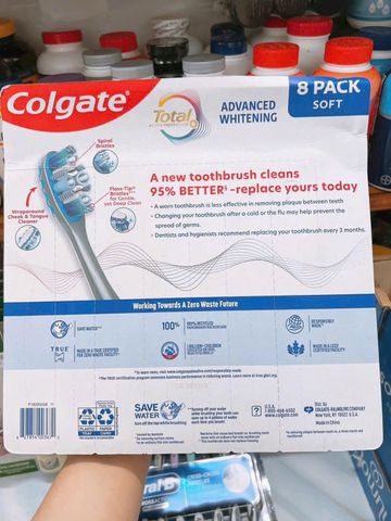 🦷 Bàn chải Colgate Advanced Whitening Soft (Vỉ 8 cây) làm trắng răng, giao nhanh 2h
