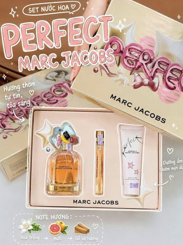 Set Marc Jacobs Perfect nước hoa nữ quyến rũ (100ml + 10ml + dưỡng thể 75ml) 🏷️ Sale sốc!