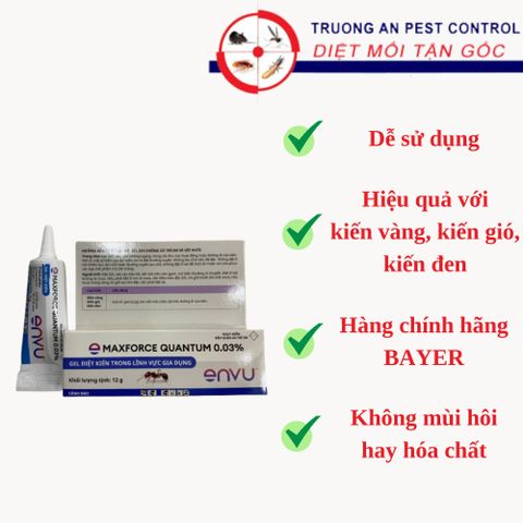 Gel diệt kiến MAXFORCE QUANTUM 0.03%, hiệu quả diệt kiến phổ biến, sản phẩm BAYER, tuýp 12g 779572