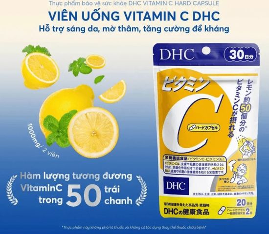 Viên Uống DHC Vitamin C - Hỗ Trợ Làm Đẹp Da, Tăng Cường Sức Đề Kháng, Giảm Thâm Nám, Chính Hãng Nhật Bản