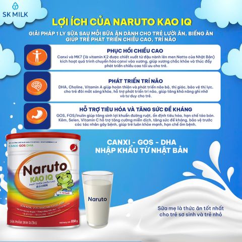 Naruto Kao IQ – Dinh dưỡng cho trẻ 1-10 tuổi, hỗ trợ miễn dịch, phát triển chiều cao & trí não 850g 779622