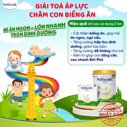 Sữa non tổ yến PaPamilk Heigth and Gain tăng cân và chiều cao cho Trẻ từ 1-19 tuổi chứa Tổ Yến | Hộp 14 gói x 28g