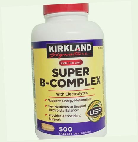 (Chính Hãng) Vitamin B tổng hợp Super B-Complex Kirkland 500 viên Tăng cường sức khỏe, hỗ trợ năng lượng và giảm căng thẳng hiệu quả Mẫu Mới Nội Địa Hàng Chuẩn