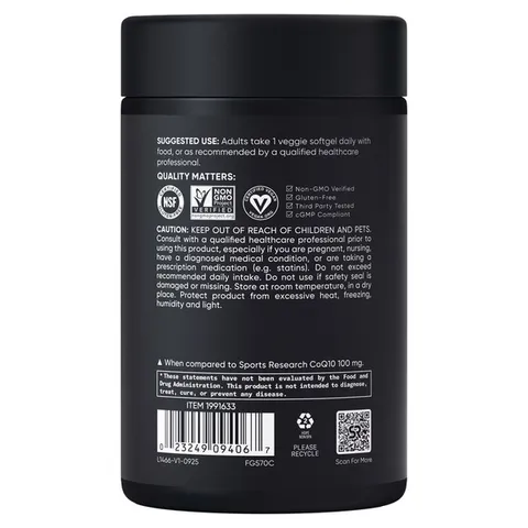 Viên Uống Hỗ Trợ Tim Mạch Sports Research CoQ10 200 mg – Hộp 150 Viên