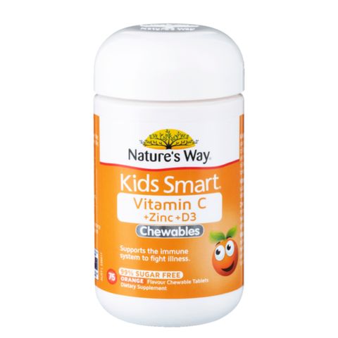 Viên nhai Nature's Way Kids Smart Vitamin C + Zinc + D3 Chewable |75 viên| Hỗ trợ phát triển cho trẻ từ 2 tuổi trở lên [S/P Chuẩn Úc]