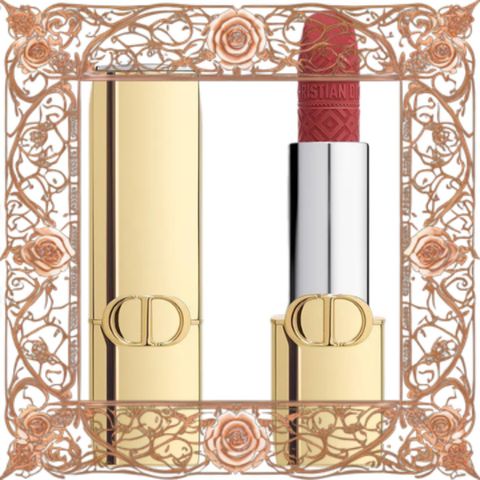 (Cao Cấp) Son Dior Rouge Dior Lipstick Limited Edition Golden Case 722 Icone Velvet Màu Đỏ Hồng Đất Cao Cấp