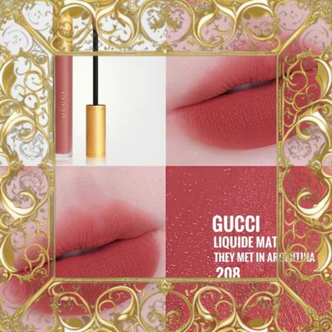 (Hàng Chuẩn) [ không hộp ] Son Kem Lì Gucci Rouge Liquid Matte 208 They Met In Argentina Màu Hồng Đất Cao Cấp