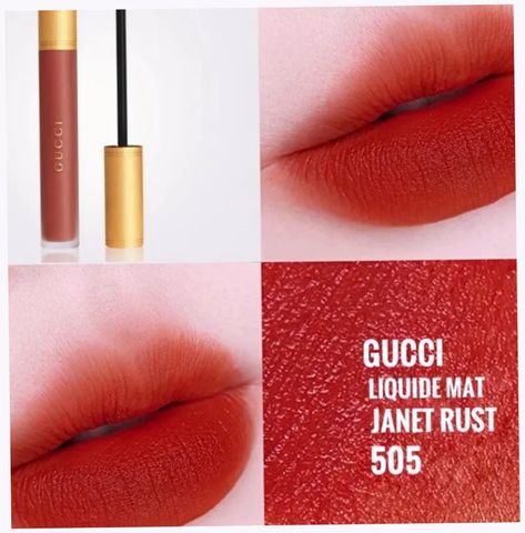(Cao Cấp) [ không hộp ] Son Kem Lì Gucci Rouge Liquid Matte 505 Janet Rust Màu Đỏ Đất Nhập Khẩu Đầy Đủ