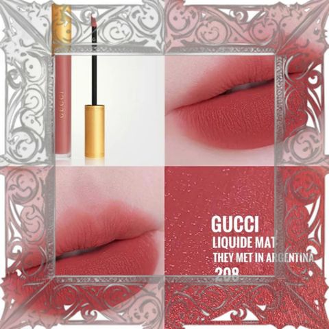 (Loại Tốt) Son Kem Gucci Rouge Liquid Matte 208 They Met In Argentina Màu Hồng Đất Hàng Chuẩn