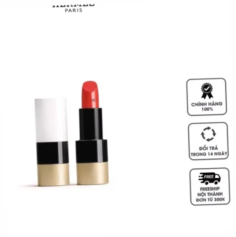 (Loại Tốt) Son Rouge Hermès Satin màu 75 Rouge Amazone đỏ thuần 353102 Nhập Khẩu Uy Tín