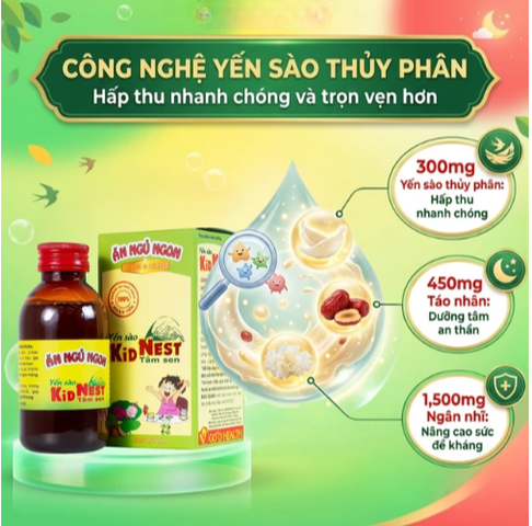 Giúp bồi bổ sức khỏe cho trẻ Yến sào Kid Nest Tâm Sen (150ml)