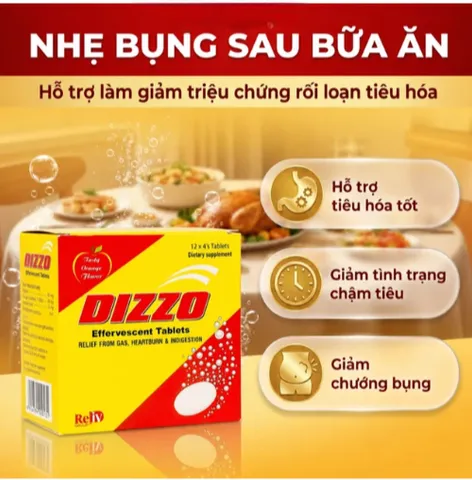 Viên sủi hỗ trợ tiêu hóa Dizzo Rv (12 vỉ x 4 viên)